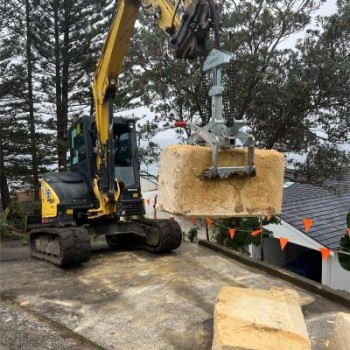 Sandstone Block Grabs on 6 Tonne Excavator
